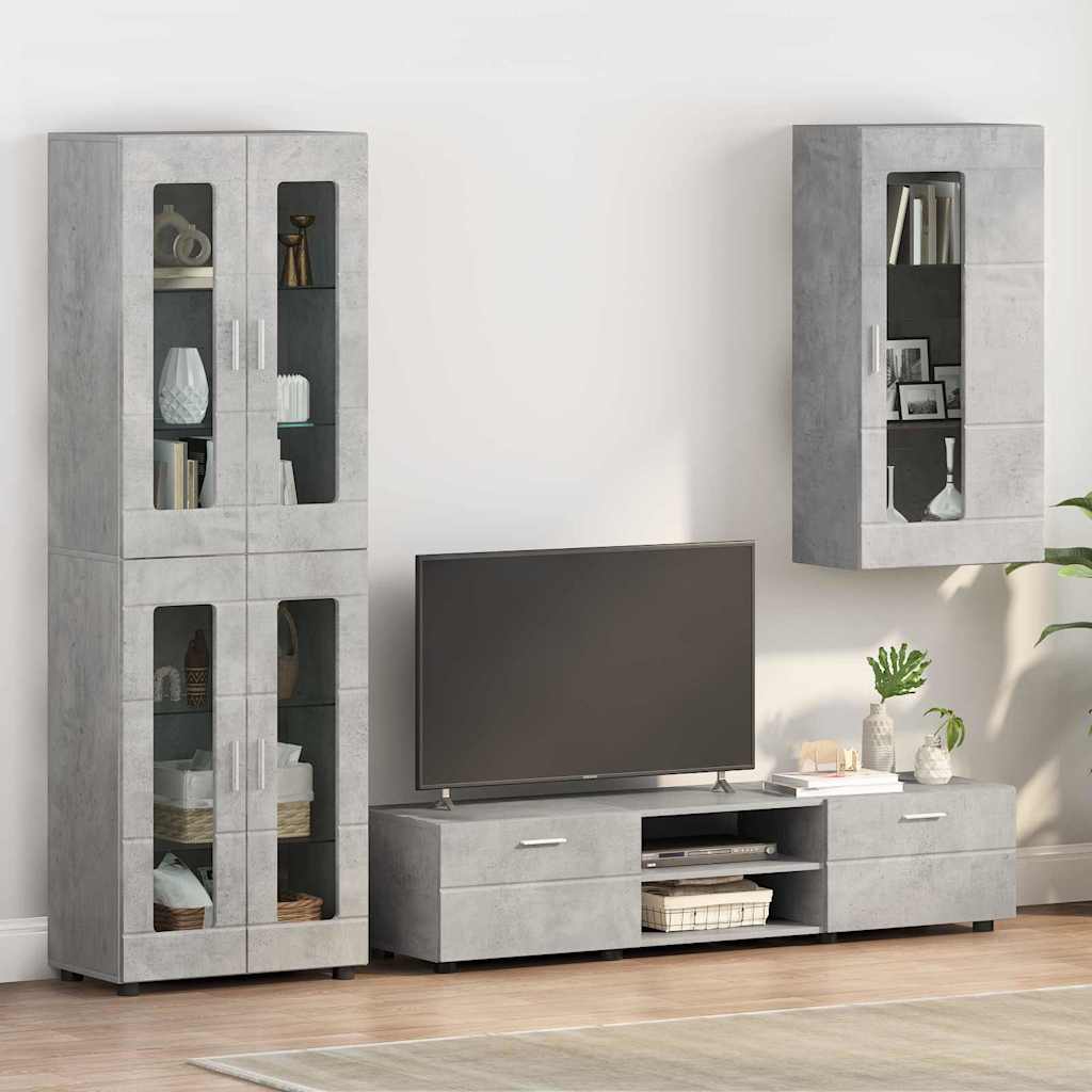 Set Mobile Tv Florin 3 Pcs Legno Multistrato Grigio Cemento
