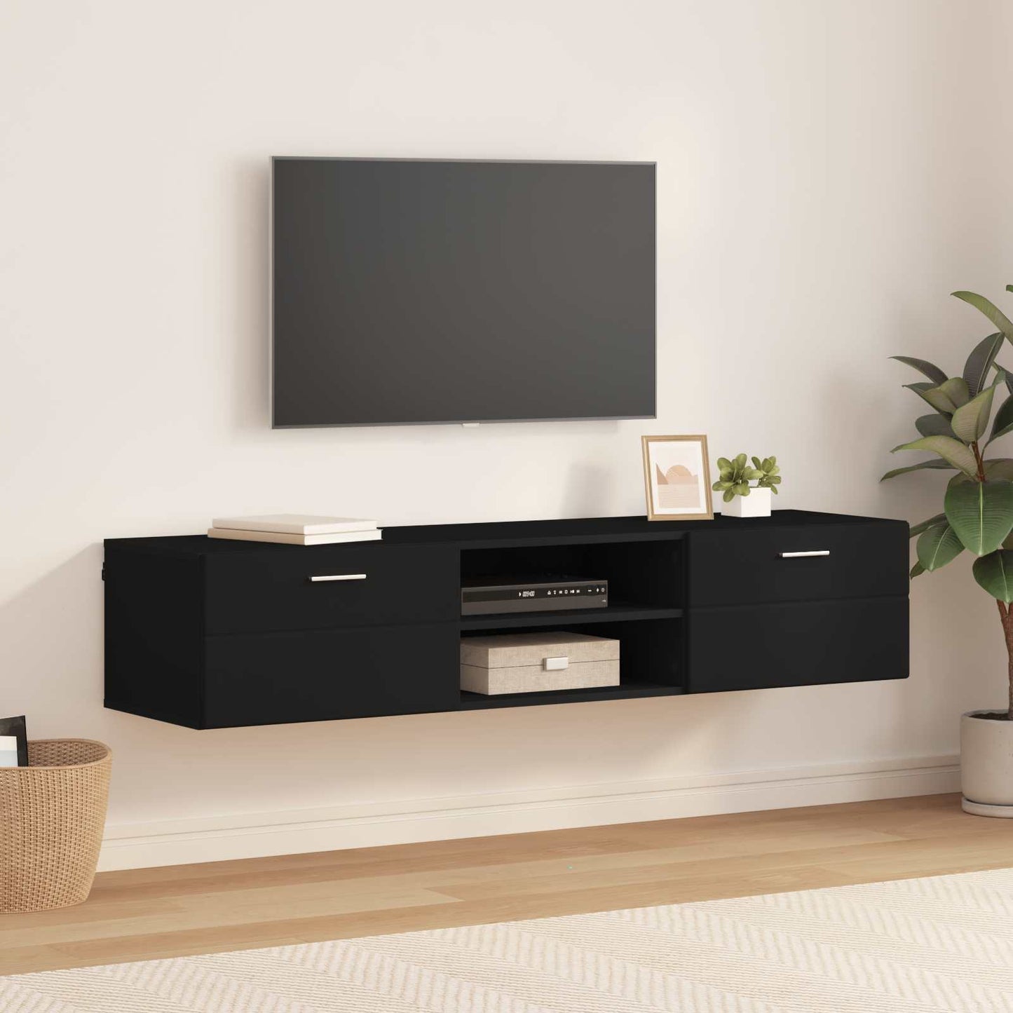 Credenza Florin 88,5 X 30,5 X 55,5 Cm Legno Multistrato Nero