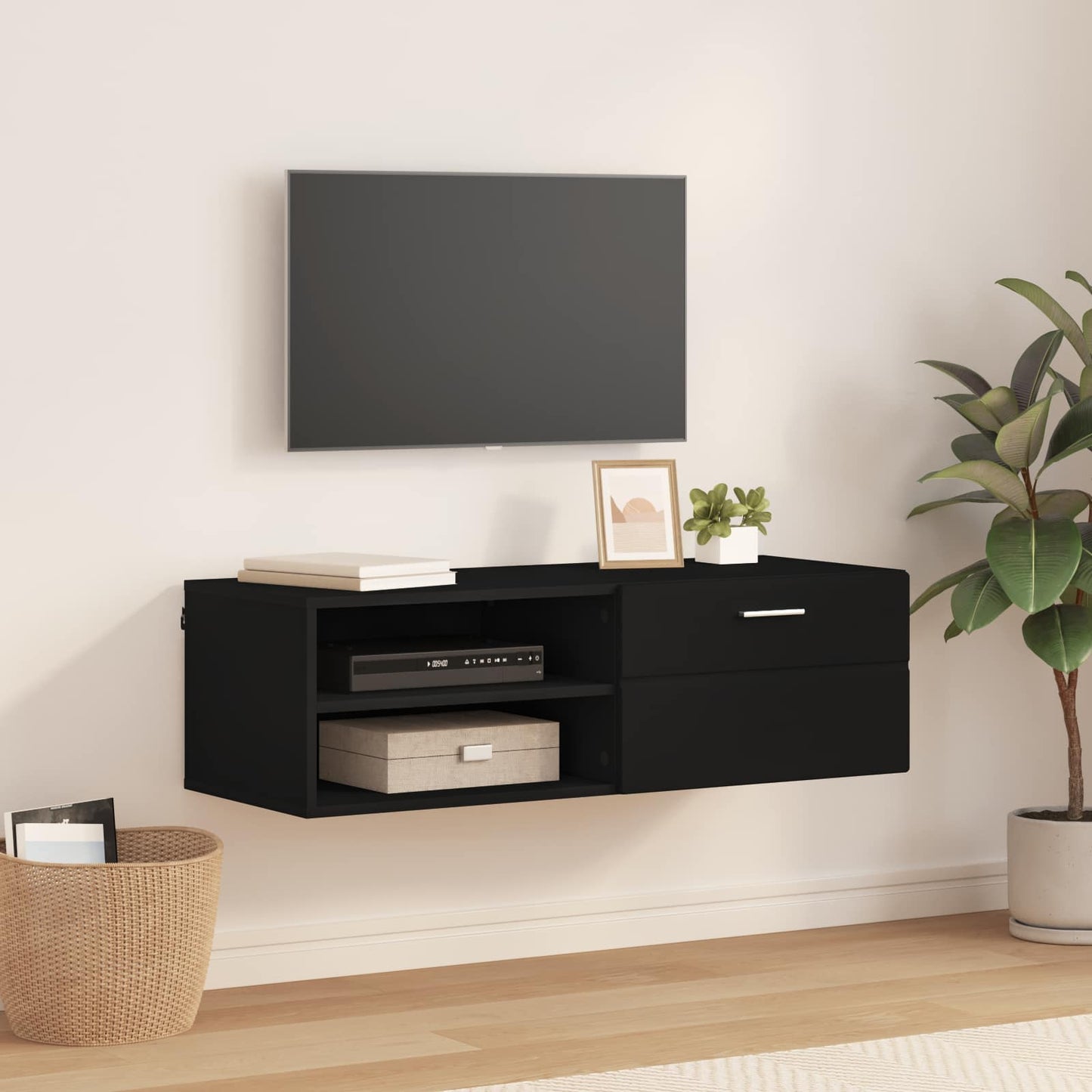 Credenza Florin 88,5 X 30,5 X 55,5 Cm Legno Multistrato Nero