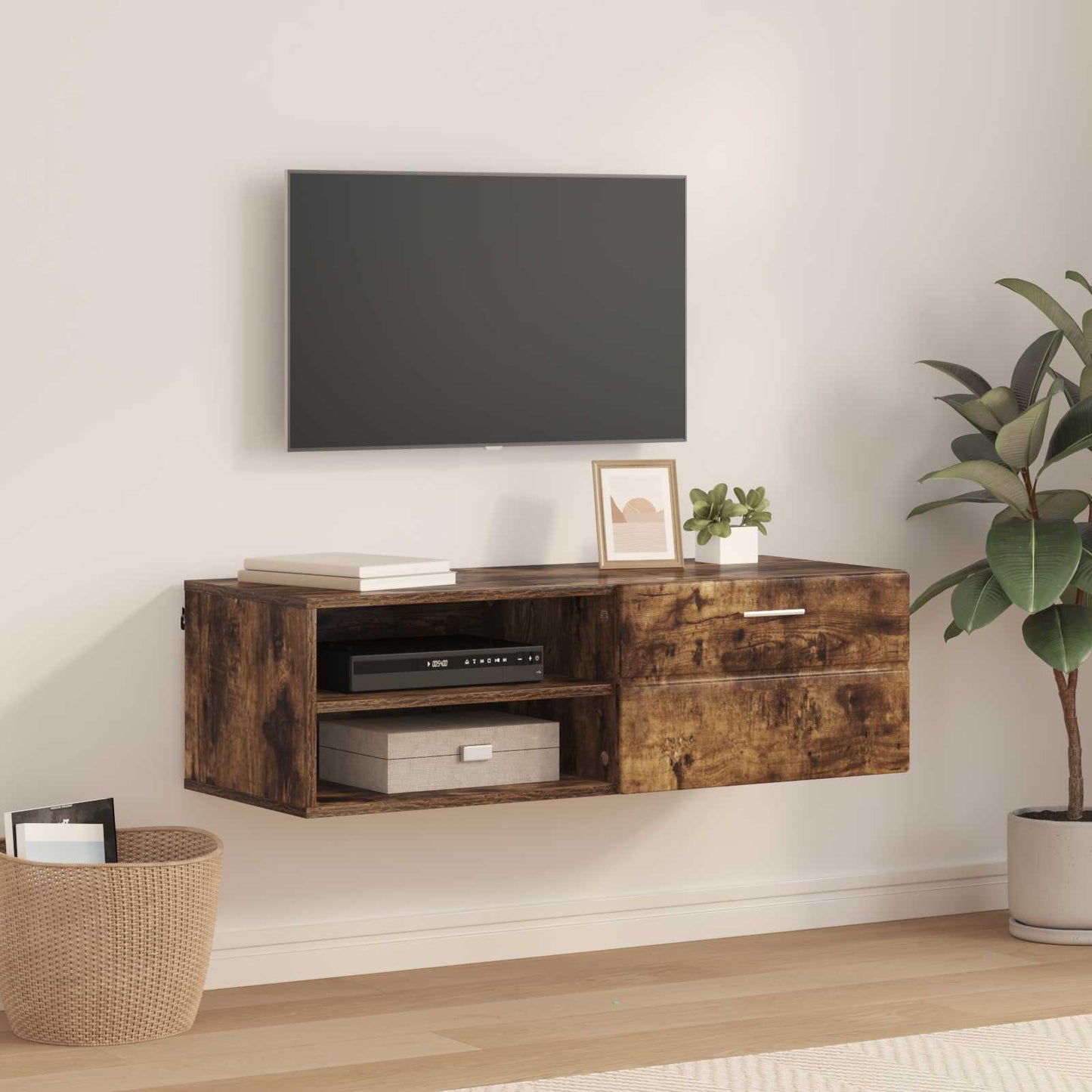 Credenza Con Porta Florin Rovere Fumé 88,5 X 30,5 X 55,5 Cm Quercia Affumicata