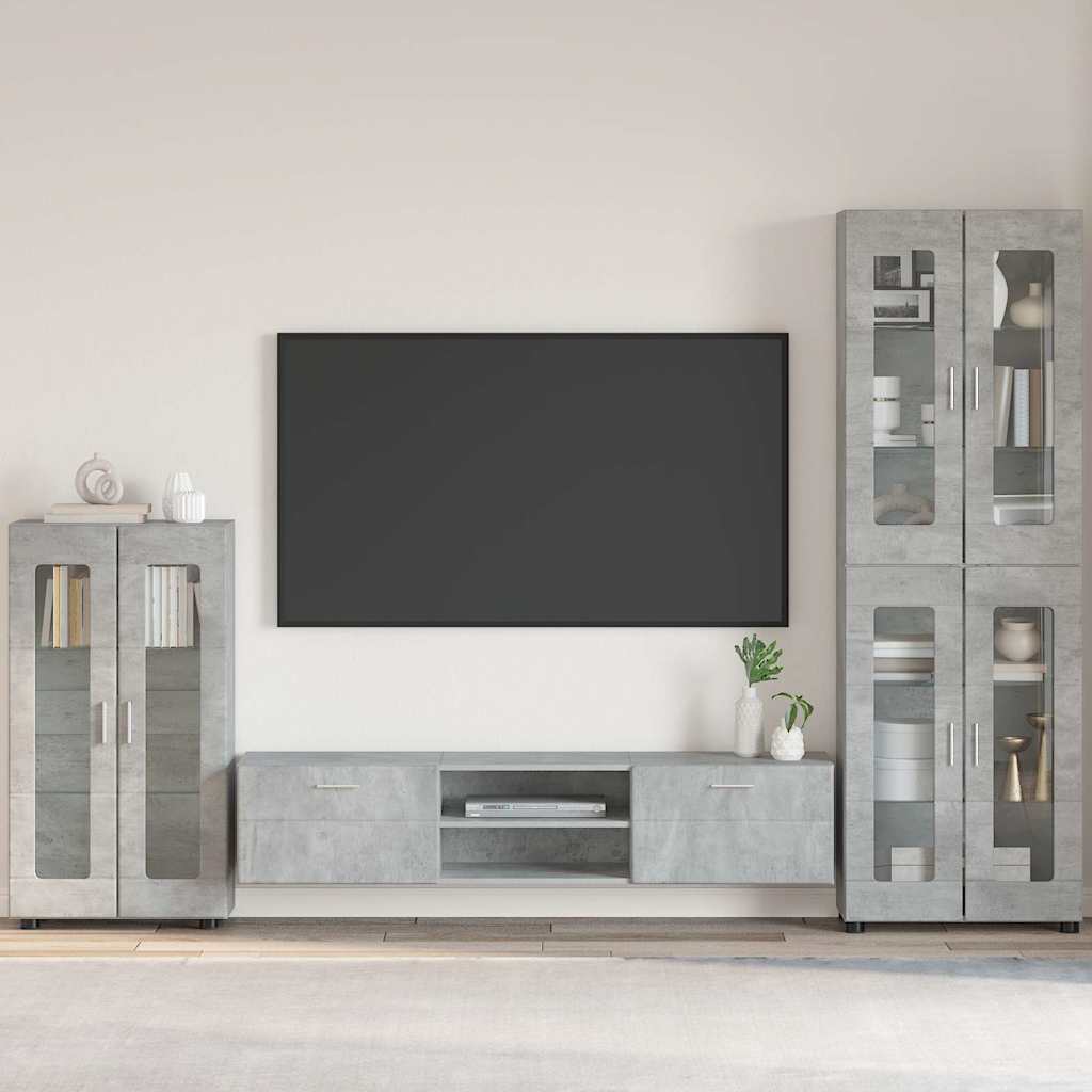 Set Mobile Tv Florin 3 Pcs Legno Multistrato Grigio Cemento