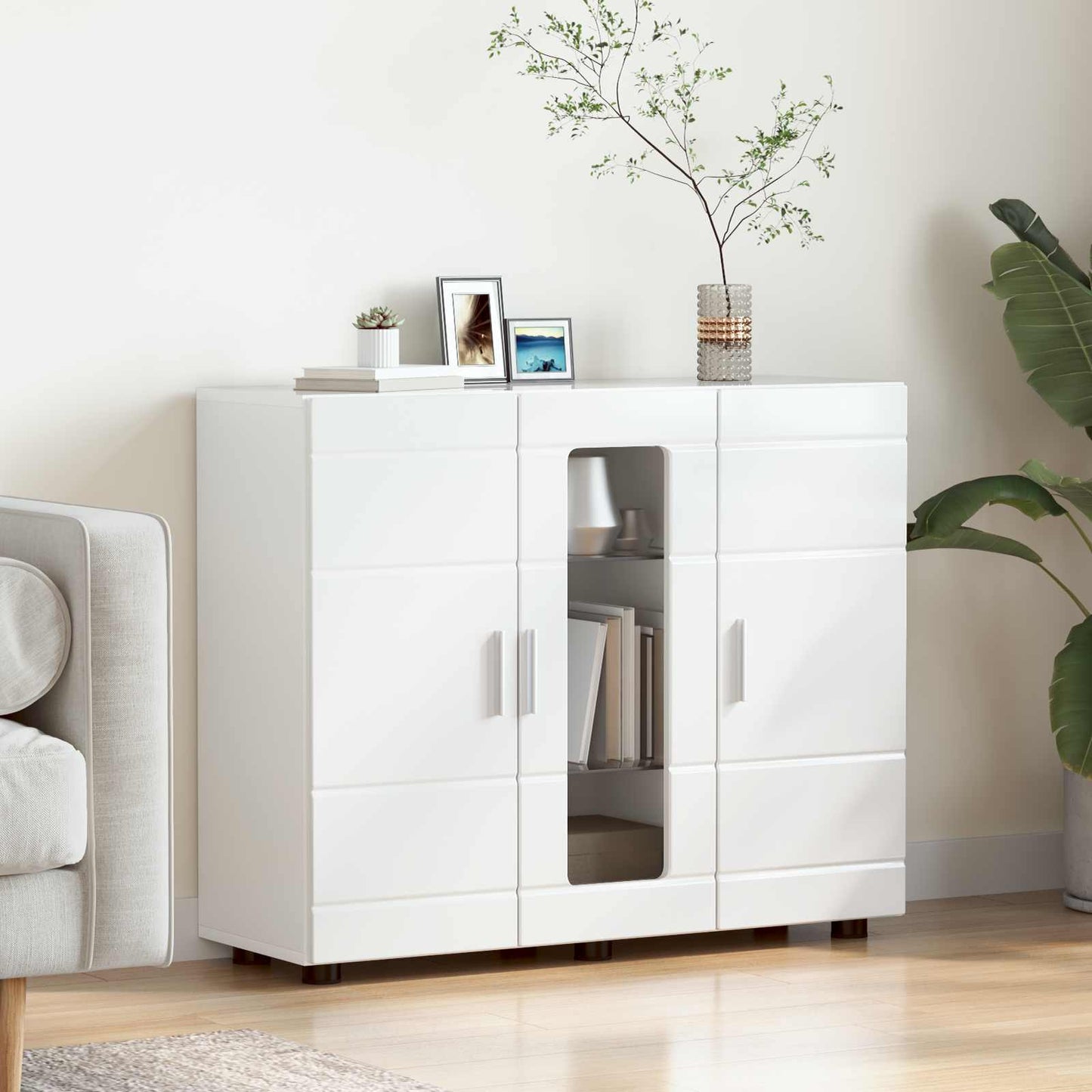 Credenza Con Porta Florin 88,5 X 30,5 X 73 Cm Bianco Lucido