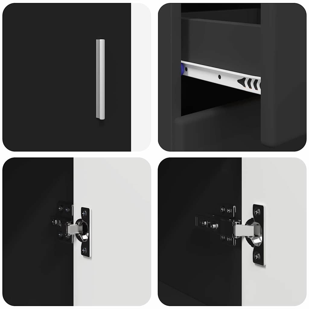 Credenza Florin Nero 88,5 X 30,5 X 73 Cm Legno Multistrato Bianco