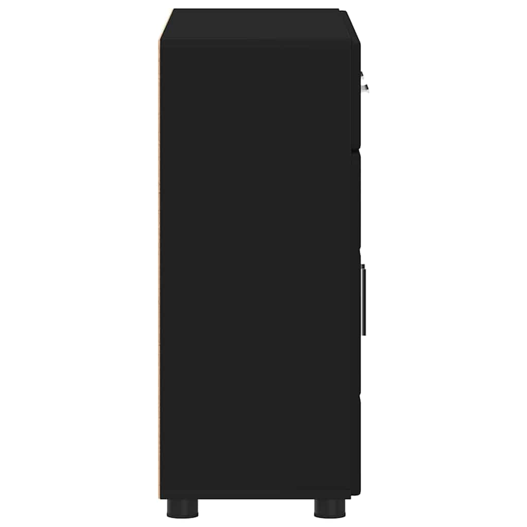 Credenza Florin Nero 88,5 X 30,5 X 73 Cm Legno Multistrato Bianco