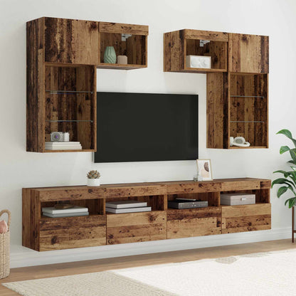 Mobili Tv A Muro Con Led 5Pz Legno Multistrato