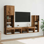 Mobili Tv A Muro Con Led 4Pz In Legno Multistrato