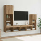 Mobili Tv A Muro Con Led 4Pz In Legno Multistrato