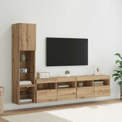 Mobili Tv A Muro Con Led 4Pz Legno Multistrato