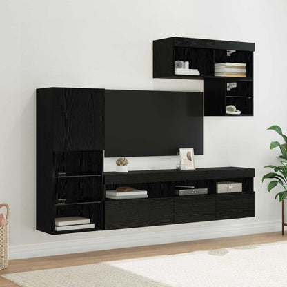 Mobili Tv A Muro Con Led 6Pz In Legno Multistrato