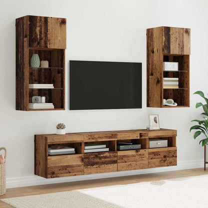 Mobili Tv A Muro Con Led 5Pz Legno Multistrato