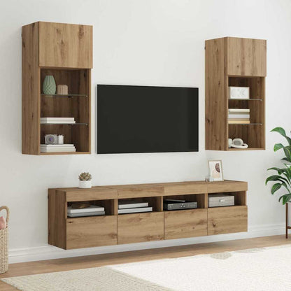 Mobili Tv A Muro Con Led 5Pz Legno Multistrato