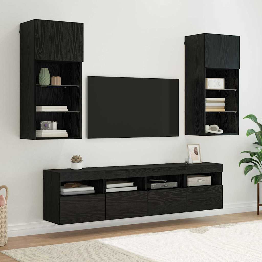Mobili Tv A Muro Con Led 5Pz Legno Multistrato