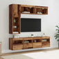 Set Mobili Tv A Muro 7 Pz Con Luci Led