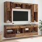 Set Mobili Tv A Muro 6 Pz Con Luci Led