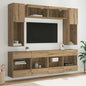 Set Mobili Tv A Muro 6 Pz Con Luci Led