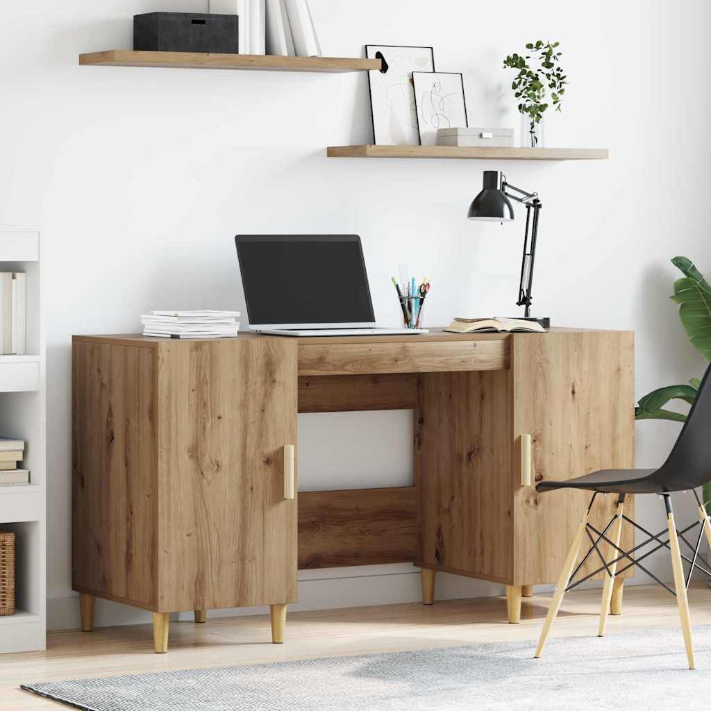 Scrivania Bianca 140X50X75 Cm In Legno Multistrato