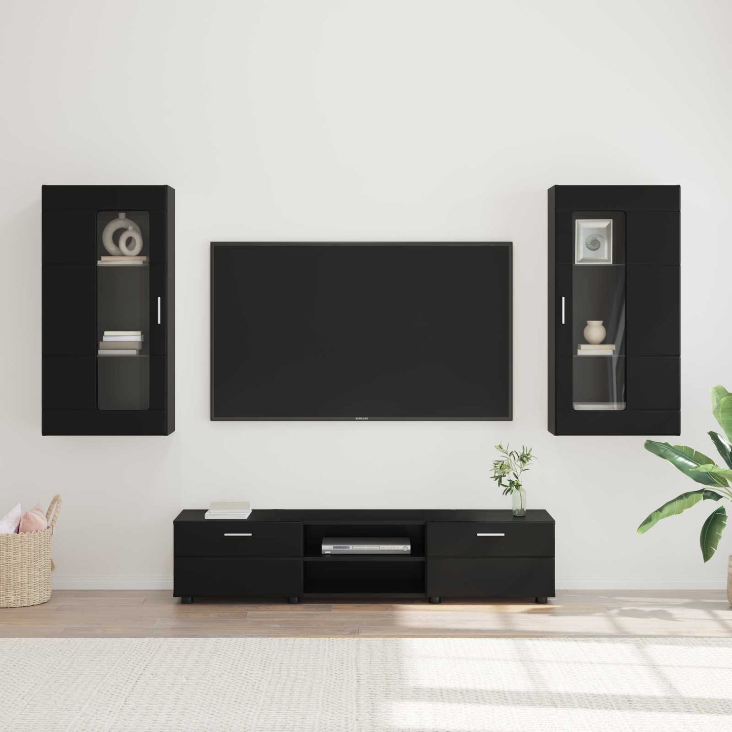 Credenza Florin 88,5 X 30,5 X 55,5 Cm Legno Multistrato Nero