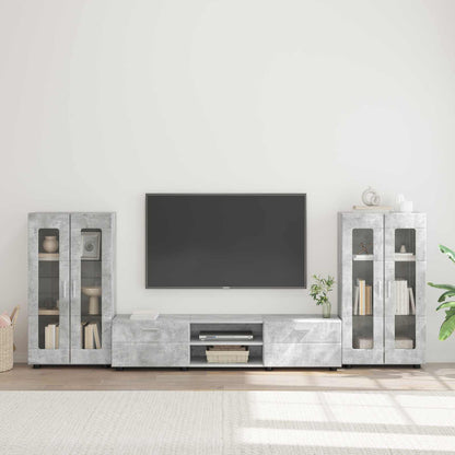 Set Mobile Tv Florin 3 Pcs Legno Multistrato Grigio Cemento