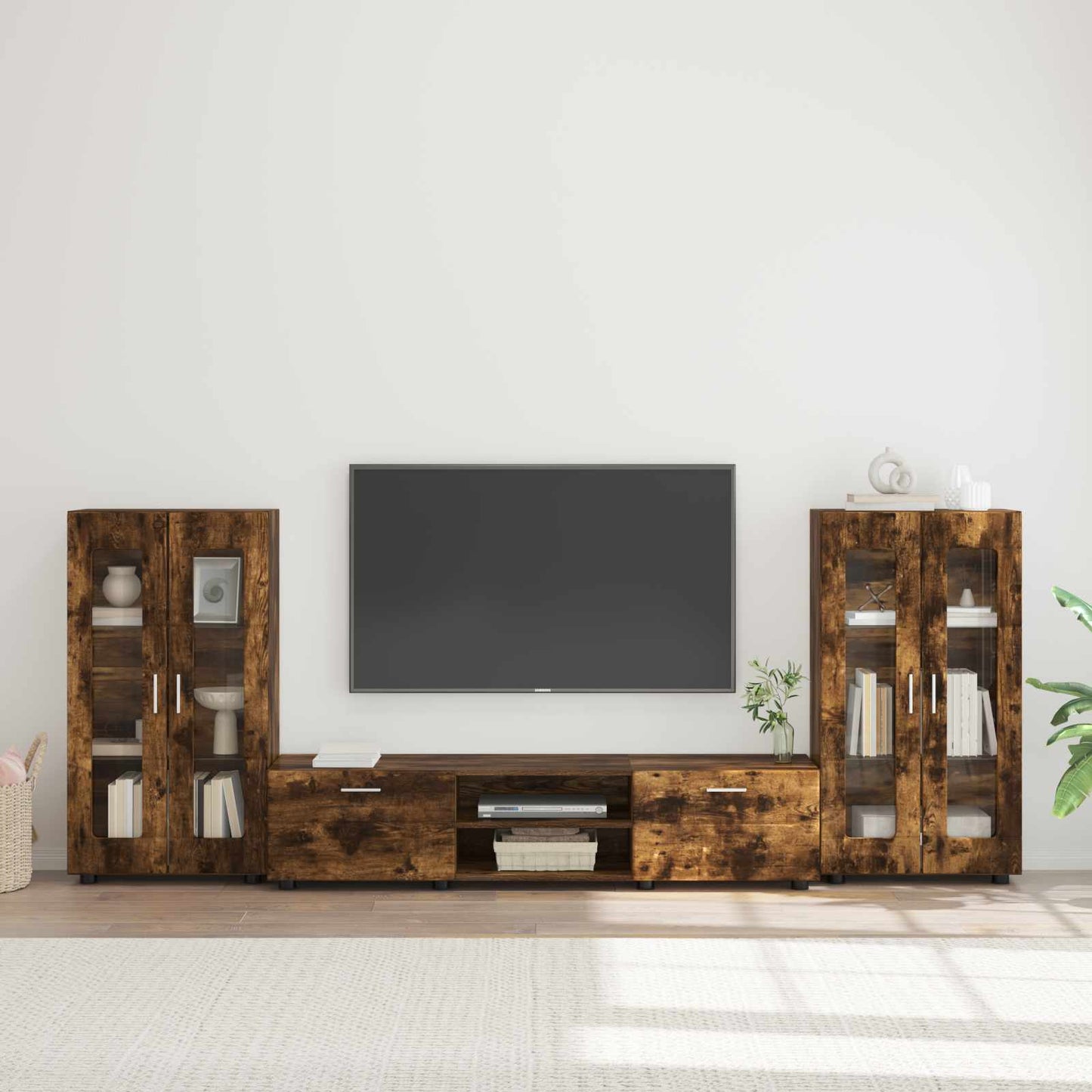Credenza Con Lo Scaffale Florin Rovere Fumé 88,5 X 30,5 X 73 Cm Rovere Fumo