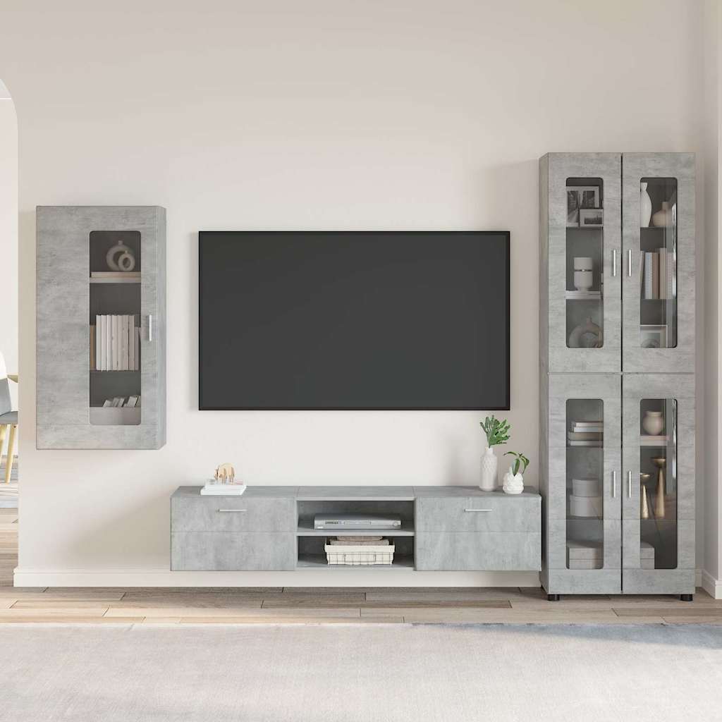 Set Mobile Tv Florin 3 Pcs Legno Multistrato Grigio Cemento