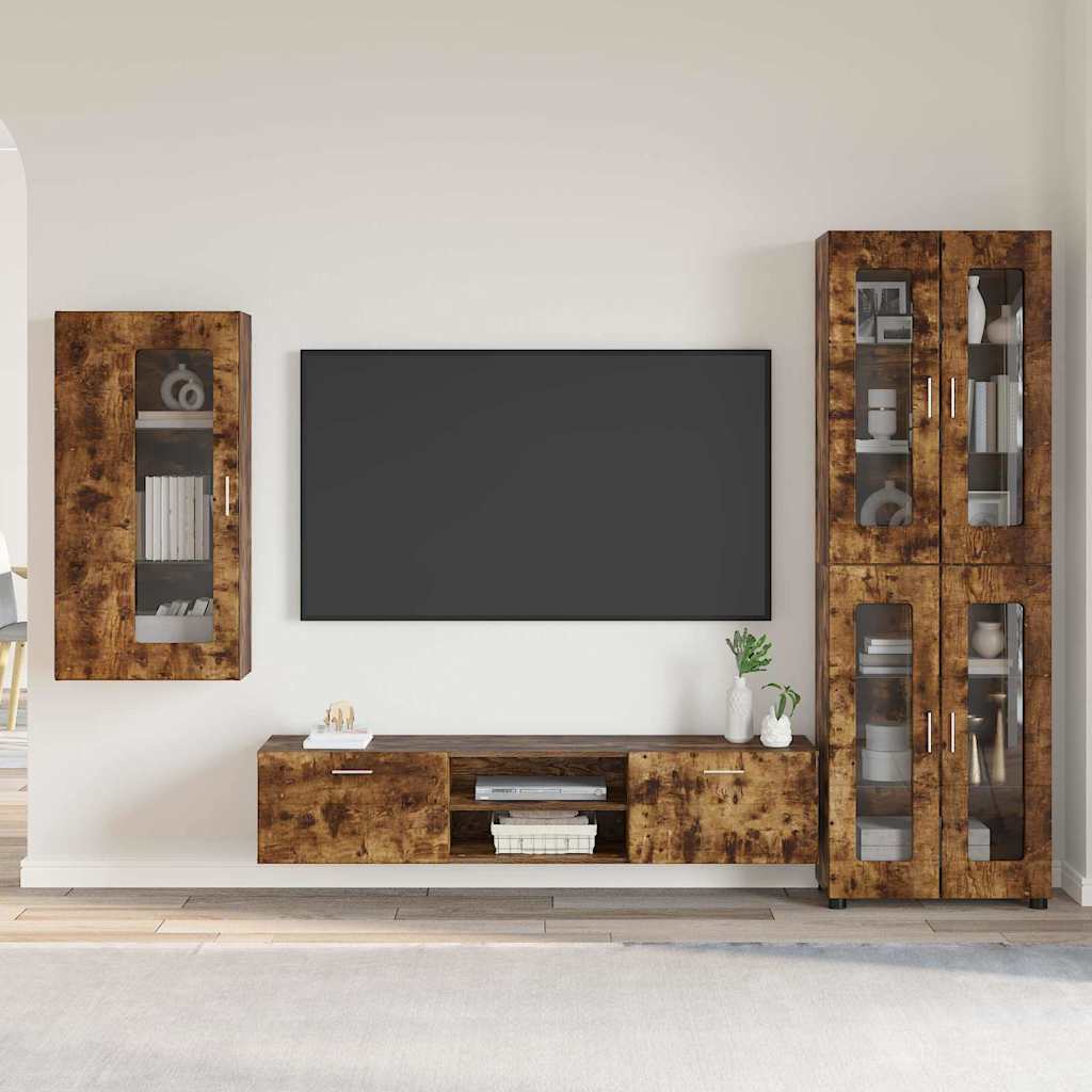 Credenza Con Lo Scaffale Florin Rovere Fumé 88,5 X 30,5 X 73 Cm Rovere Fumo