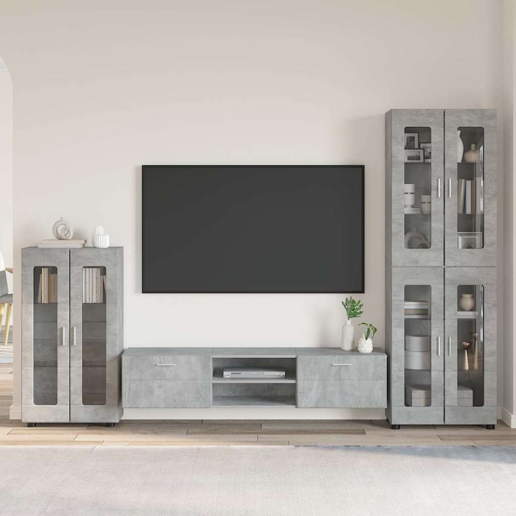Set Mobile Tv Florin 3 Pcs Legno Multistrato Grigio Cemento