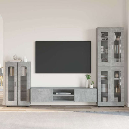 Set Mobile Tv Florin 3 Pcs Legno Multistrato Grigio Cemento