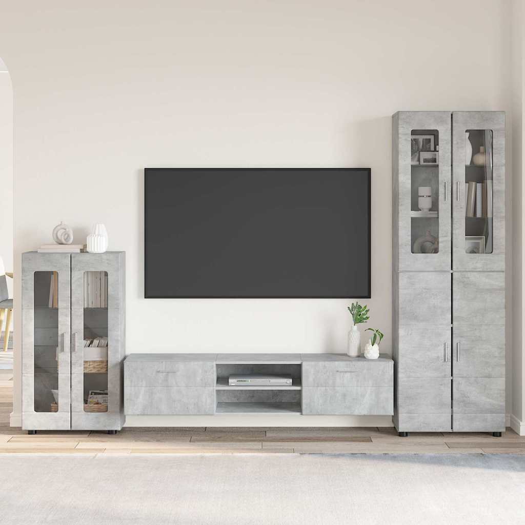 Set Mobile Tv Florin 3 Pcs Legno Multistrato Grigio Cemento