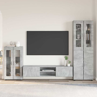 Set Mobile Tv Florin 3 Pcs Legno Multistrato Grigio Cemento