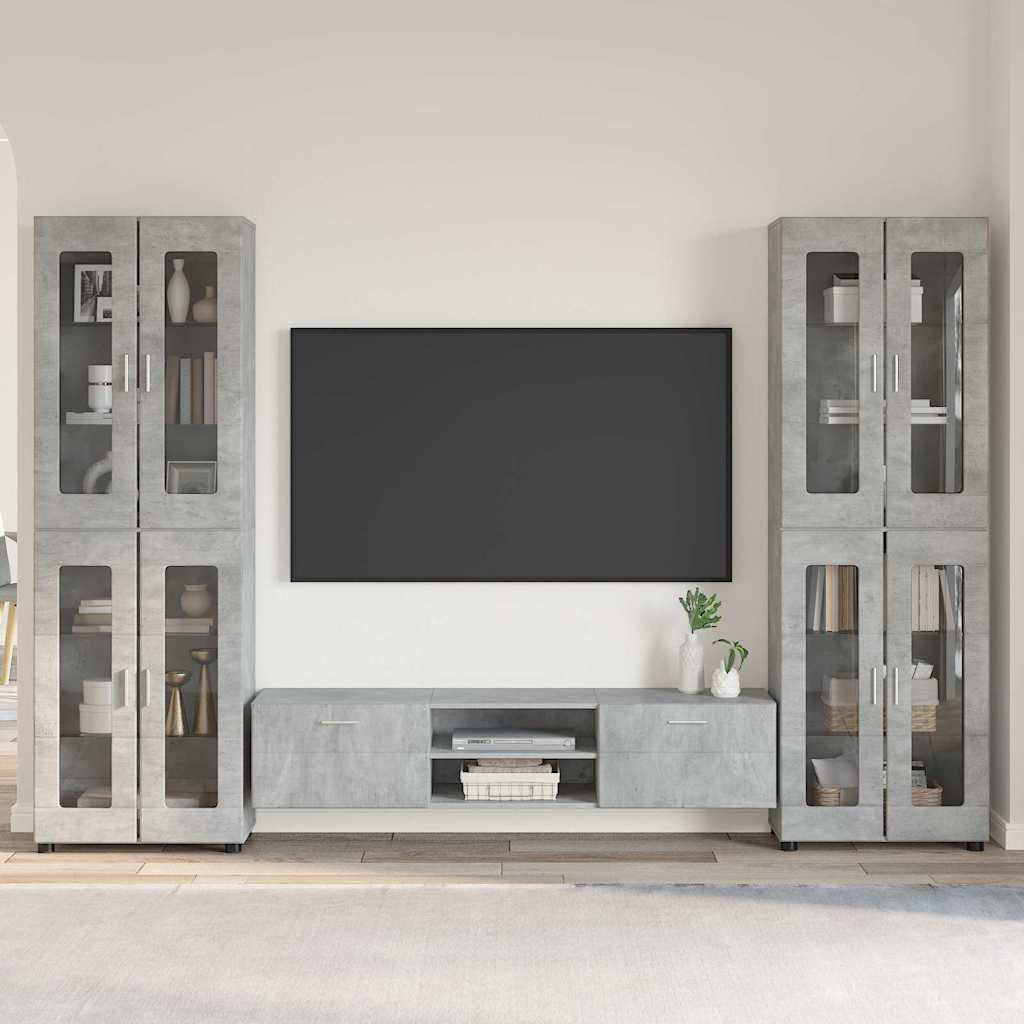 Set Mobile Tv Florin 3 Pcs Legno Multistrato Grigio Cemento