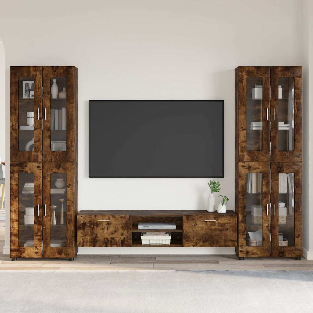 Credenza Con Lo Scaffale Florin Rovere Fumé 88,5 X 30,5 X 73 Cm Rovere Fumo