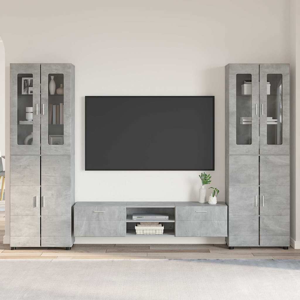 Set Mobile Tv Florin 3 Pcs Legno Multistrato Grigio Cemento