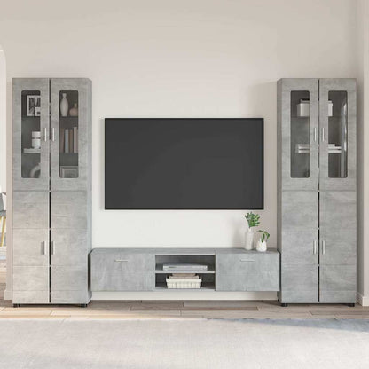 Set Mobile Tv Florin 3 Pcs Legno Multistrato Grigio Cemento