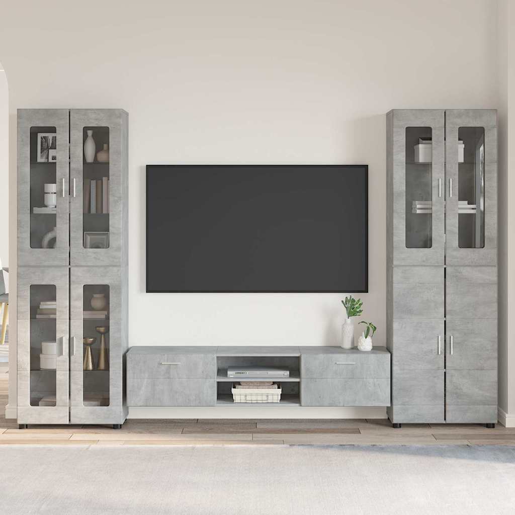 Set Mobile Tv Florin 3 Pcs Legno Multistrato Grigio Cemento