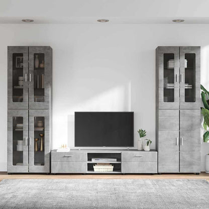 Set Mobile Tv Florin 3 Pcs Legno Multistrato Grigio Cemento
