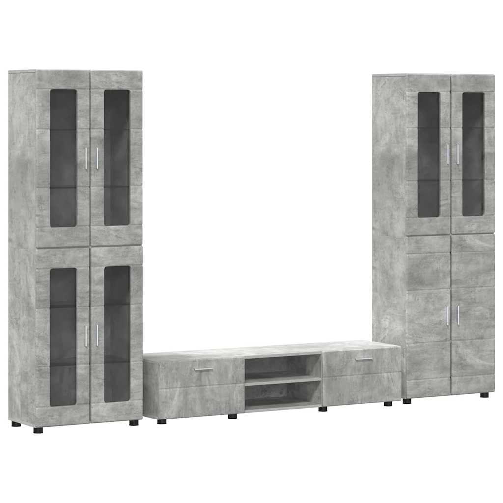 Set Mobile Tv Florin 3 Pcs Legno Multistrato Grigio Cemento