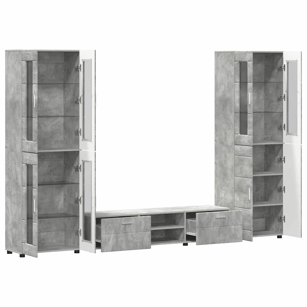 Set Mobile Tv Florin 3 Pcs Legno Multistrato Grigio Cemento