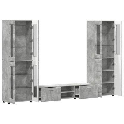Set Mobile Tv Florin 3 Pcs Legno Multistrato Grigio Cemento
