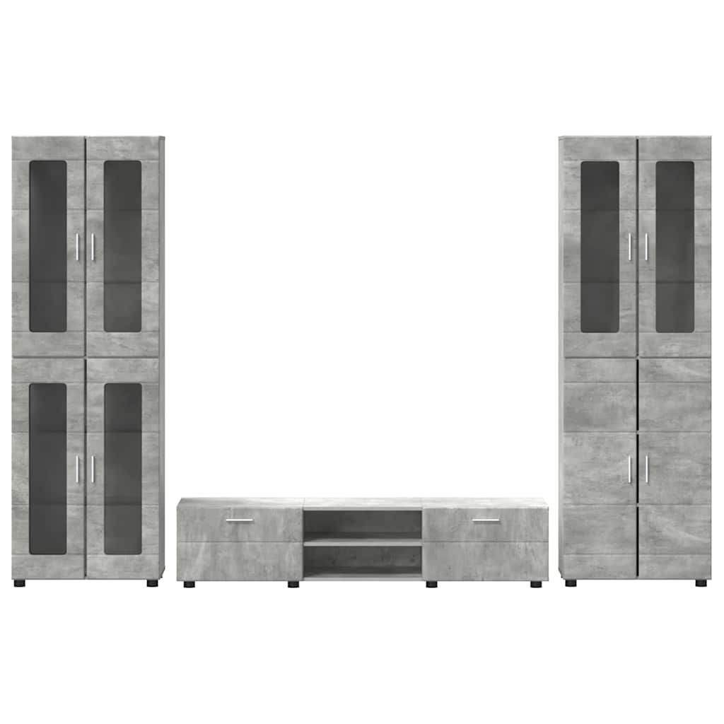 Set Mobile Tv Florin 3 Pcs Legno Multistrato Grigio Cemento