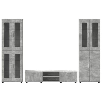 Set Mobile Tv Florin 3 Pcs Legno Multistrato Grigio Cemento