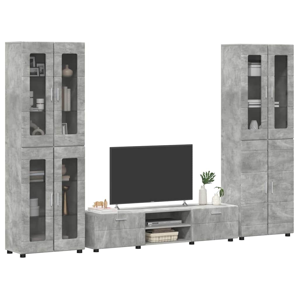 Set Mobile Tv Florin 3 Pcs Legno Multistrato Grigio Cemento