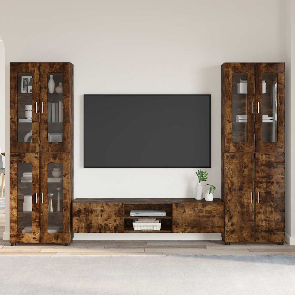 Credenza Con Lo Scaffale Florin Rovere Fumé 88,5 X 30,5 X 73 Cm Rovere Fumo