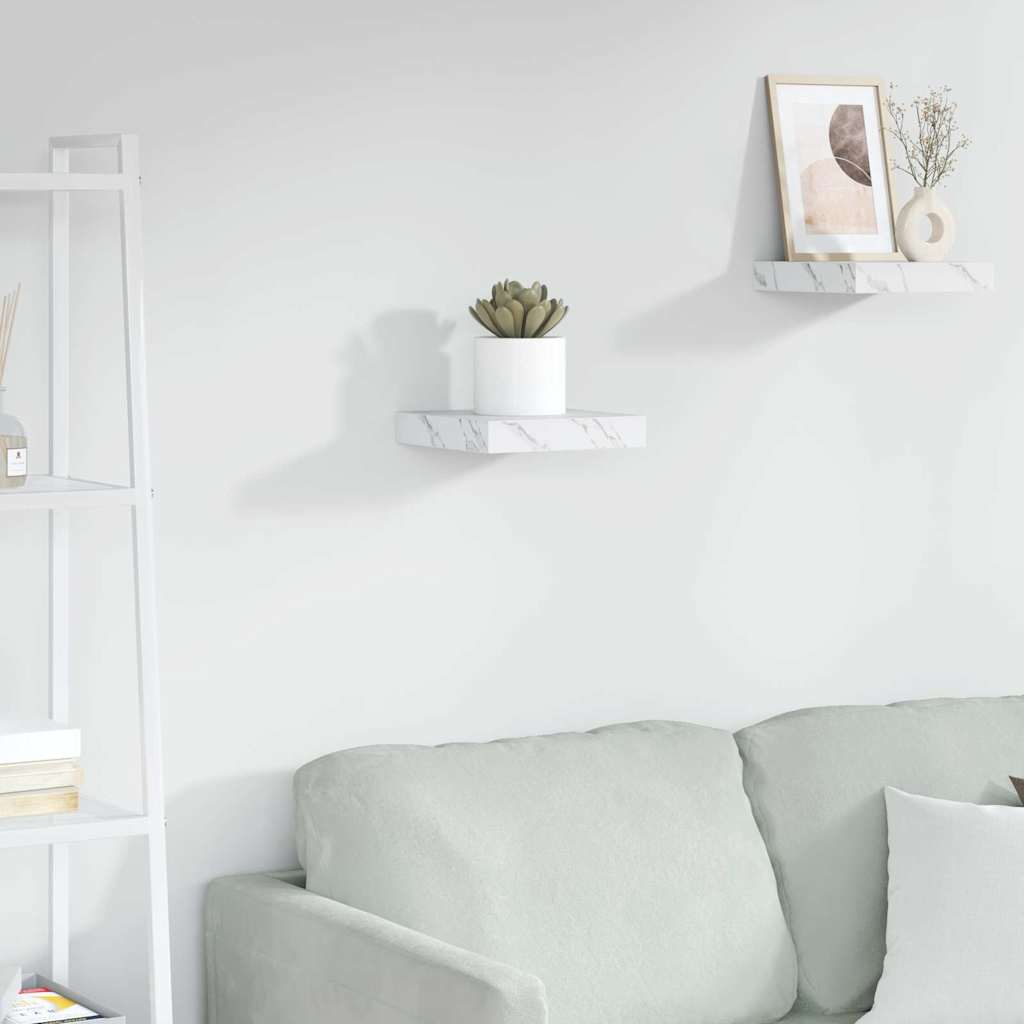 Scaffale Da Parete 2 Pcs 120 X 23,5 X 4 Cm Marmo Bianco