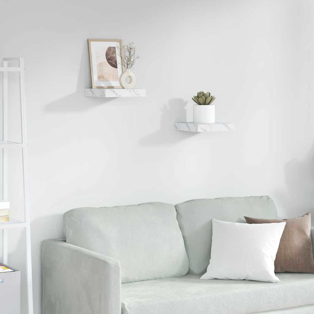 Scaffale Da Parete 2 Pcs 120 X 23,5 X 4 Cm Marmo Bianco