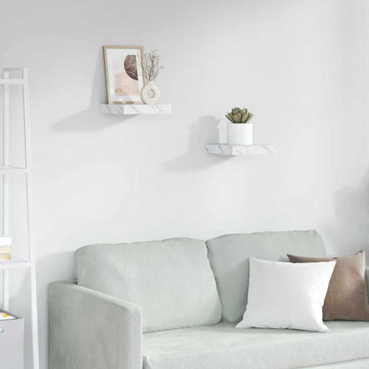 Scaffale Da Parete 2 Pcs 120 X 23,5 X 4 Cm Marmo Bianco