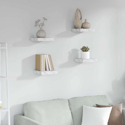 Scaffale Da Parete 2 Pcs 120 X 23,5 X 4 Cm Marmo Bianco