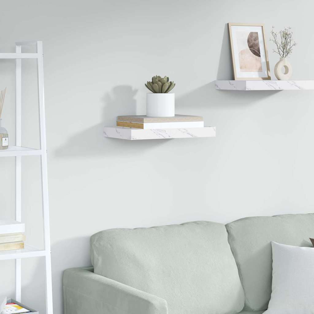 Scaffale Da Parete 2 Pcs 120 X 23,5 X 4 Cm Marmo Bianco