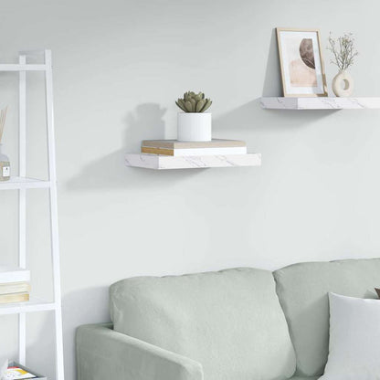Scaffale Da Parete 2 Pcs 120 X 23,5 X 4 Cm Marmo Bianco