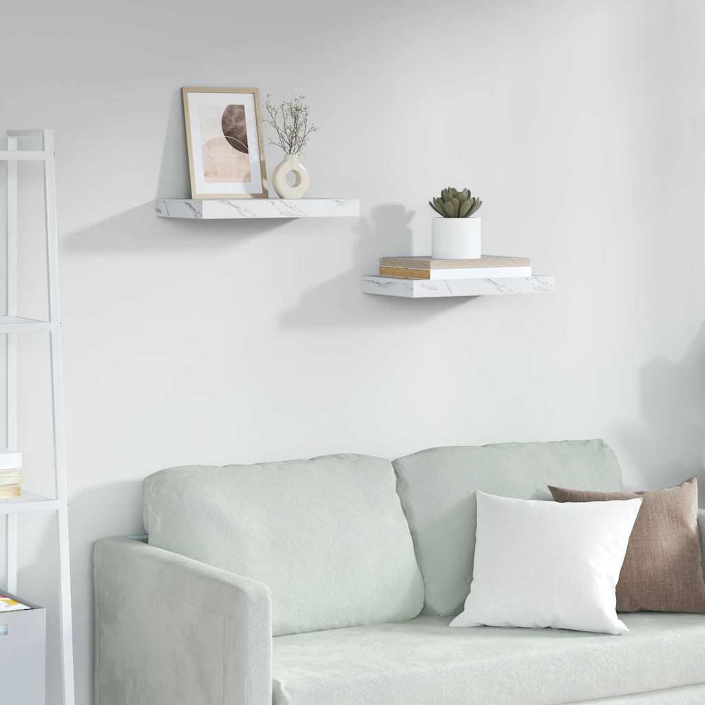 Scaffale Da Parete 2 Pcs 120 X 23,5 X 4 Cm Marmo Bianco