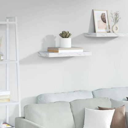 Scaffale Da Parete 2 Pcs 120 X 23,5 X 4 Cm Marmo Bianco
